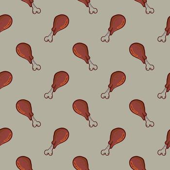 Chicken drums,seamless pattern on grey background. vector