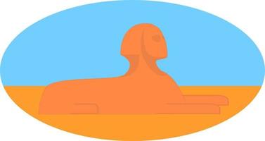 Sphinx in desert, illustration, vector on white background.