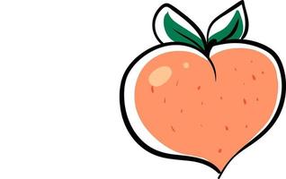 Peach in shape of heart, illustration, vector on white background.