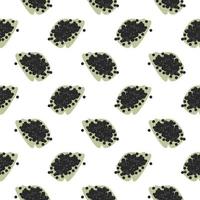 Black caviar ,seamless pattern on white background. vector