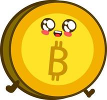 Cute bitcoin, illustration, vector on white background