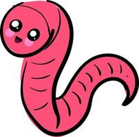 Cute pink worm, illustration, vector on white background.