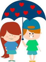 Umbrella with hearts, illustration, vector on white background.