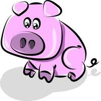 Pink pig, illustration, vector on white background.