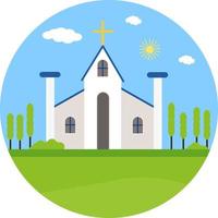 Big church ,illustration, vector on white background.