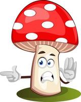 Mushroom pointing, illustration, vector on white background.