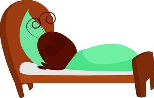 Sleeping ant in bed , illustration, vector on white background