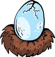 Egg in a nest, illustration, vector on white background