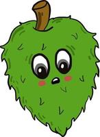 Cute green soursop, illustration, vector on a white background.