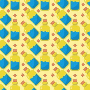 Elixir en botella patrón, ilustración, vector sobre fondo blanco.