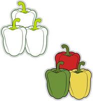 Fresh capsicum, illustration, vector on white background.