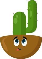 Cactus in pot, illustration, vector on white background.