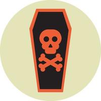 Coffin with bones, illustration, vector on a white background.