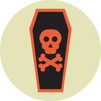 Coffin with bones, illustration, vector on a white background.