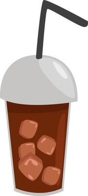 Cold coffe in a cup,illustration,vector on white background