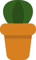 Little round cactus in a pot, icon illustration, vector on white background