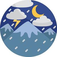 Snow storm at night in the mountains, illustration, vector, on a white background. vector