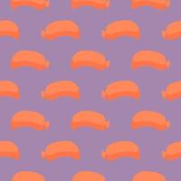 Fried sausage,seamless pattern on purple background. vector