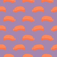 Fried sausage,seamless pattern on purple background. vector