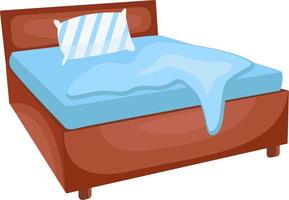 Wooden bed, illustration, vector on white background