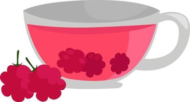 Raspberry tea, illustration, vector on a white background.