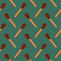 Brown matches , seamless pattern on a green background. vector