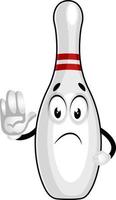 Sad bowling pin, illustration, vector on white background.