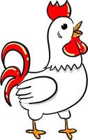 White cock, illustration, vector on white background