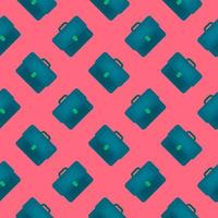 Blue handbag, seamless pattern on hot pink background. vector