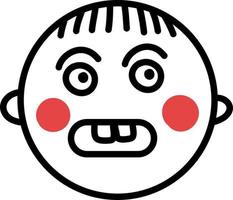 Angry boy with red cheeks, illustration, vector on a white background.