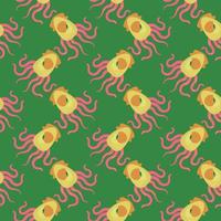 Scary squid,seamless pattern on green background. vector