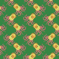 Scary squid,seamless pattern on green background. vector