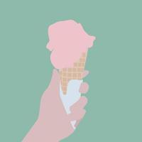 Ice cream in hand, illustration, vector on white background.