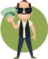 Man with money, illustration, vector on white background.