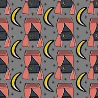 Cartoon night pattern, illustration, vector on white background.