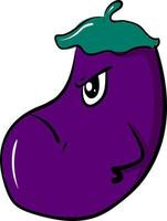 Eggplant angry, illustration, vector on white background.