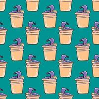 Yogurt pattern, seamless pattern on blue background. vector