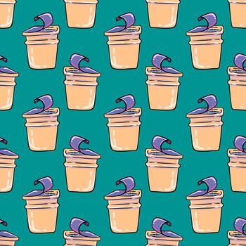 Yogurt pattern, seamless pattern on blue background. vector