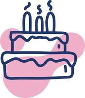 pastel de cumpleaños rosa, ilustración, sobre un fondo blanco. vector