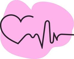 Pink heart beat, icon illustration, vector on white background