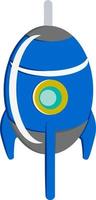 Blue spaceship, illustration, vector on white background.
