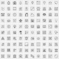 paquete de 100 iconos de líneas universales para móviles y web vector