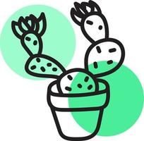 Potted cactus, illustration, vector on white background.