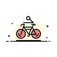 actividad bicicleta bicicleta ciclismo ciclismo negocio línea plana lleno icono vector banner plantilla