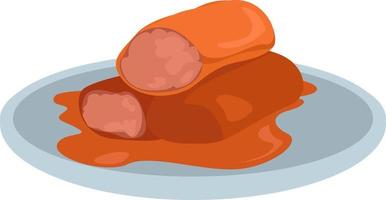 Cabbage roll, illustration, vector on white background.