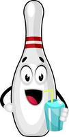 Bowling pin with water, illustration, vector on white background.