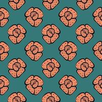 Orange flowers,seamless pattern on dark green background. vector