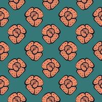 Orange flowers,seamless pattern on dark green background. vector