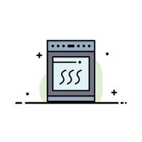 horno cocina microondas cocina negocio línea plana icono vector banner plantilla