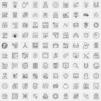 paquete de 100 iconos de líneas universales para móviles y web vector